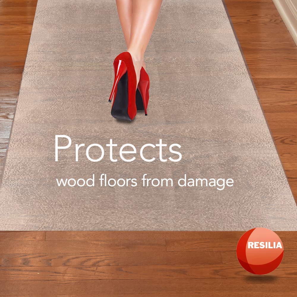 RESILIA - Deluxe Clear Vinyl, Plastic Floor Runner/Protector for Hard Floors - Skid-Resistant, Textured Pattern, (27 Inches Wide x 6 Feet Long), Made in The USA