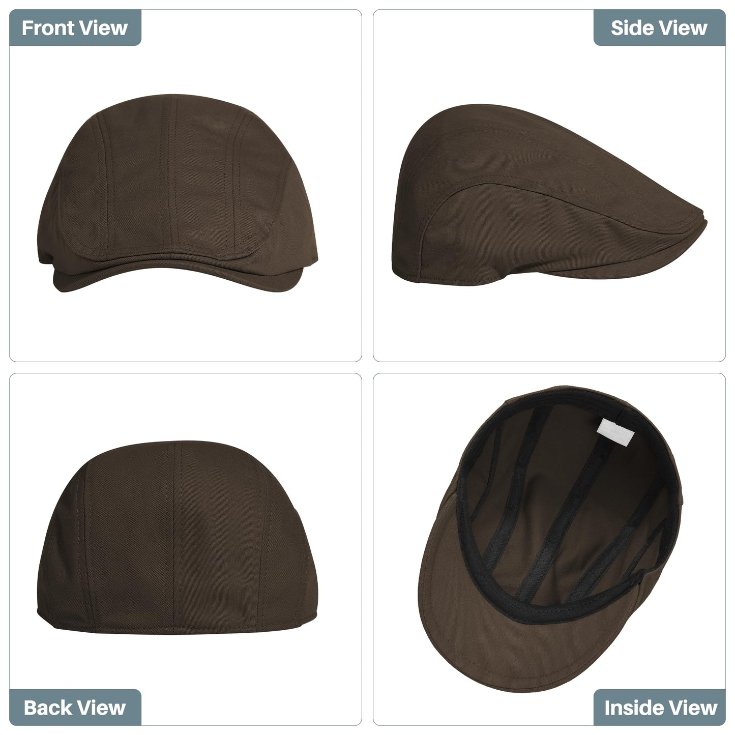 Newsboy Cap for Men 100% Cotton Mens Flat Hats Newsies Hat Classic Irish Gatsby Ivy Cabbie Golf Hats Coffee