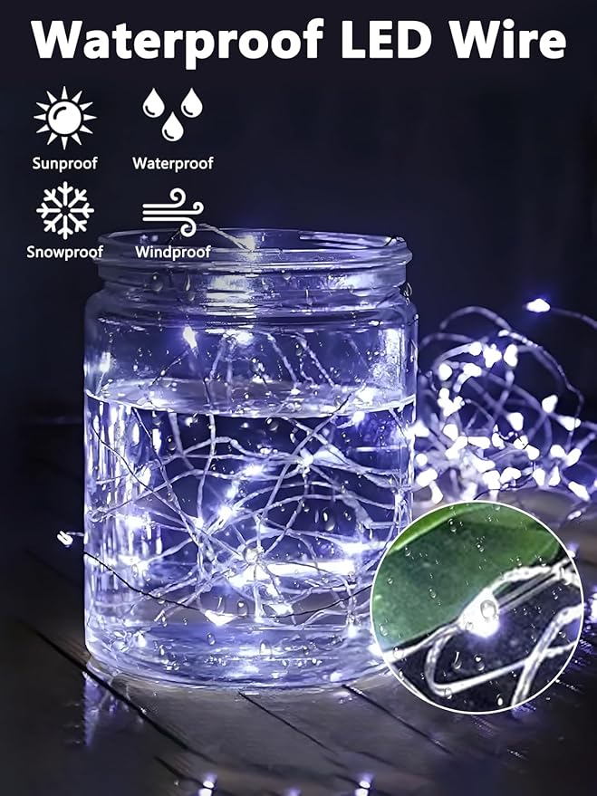 4 Pack Fairy Lights Battery Operated with Remote Control Timer, 26 FT 80 LED String Lights Outdoor Indoor, 8 Mode Twinkle Lights for Christmas Party Wedding Birthday Bedroom Décor (Cool White)