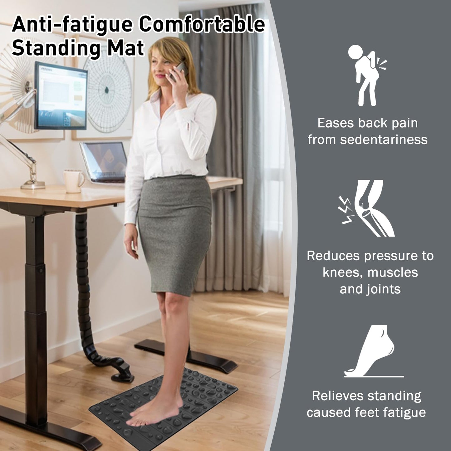 iLivin Portable Feet Acupressure Mat, Foldable Foot Massager Mat, Pressure Point Massage Pad, Anti Fatigue Office Standing Desk Pad, Stand Up Pad, Relieve Foot Pain