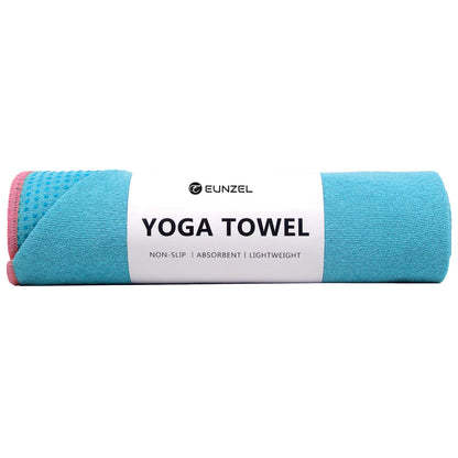 Eunzel Hot Yoga Towel - Microfiber Non Slip Yoga Mat Towel with Grip Dot Sweat Absorbent Towel for Hot Yoga, Pilates and Fitness 72" x 24", Dark Cyan/Orange