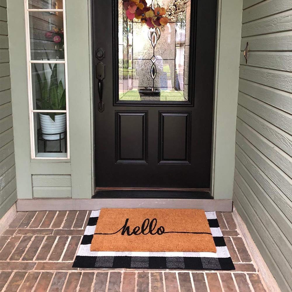 KaHouen Buffalo Check Rug,Buffalo Plaid Rugs 23.6''x35.4'', Check Plaid Area Rugs for Layered Door Mats/Kitchen/Bathroom/Laundry Room (Black and White Plaid Rug)