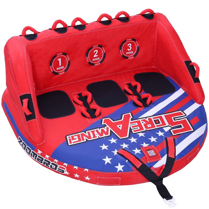 ZOOMBROS Towable Tubes for Boating 2-3 Person, Front/Back Tow Points Sofa Style Boat Tubes and Towables, Holds 340-510 lbs Large Capacity, Premium Nylon Cover for Adults
