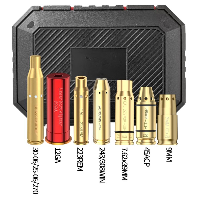 Tipfun Laser Bore Sights for 223/9MM/7.62X39MM/.243/308WIN/12GA/30-06/.25/270/ 45ACP Red Laser Boresighters with 20 Batteries Bore Sighting Kit for Sights and Scopes