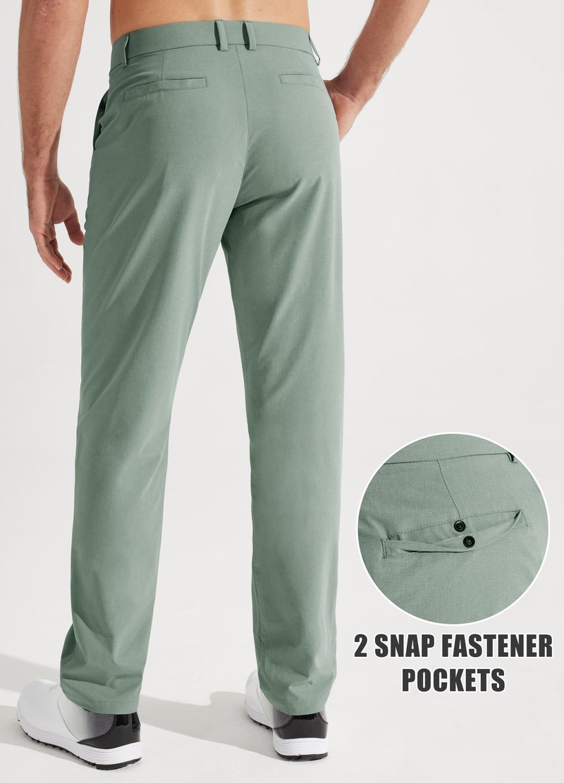 Libin Mens Golf Pants Stretch Work Dress Pants 32" Quick Dry Lightweight Business Casual Slacks for Men Travel Vocation Water Resistant, Sage Green, 35W x 32L