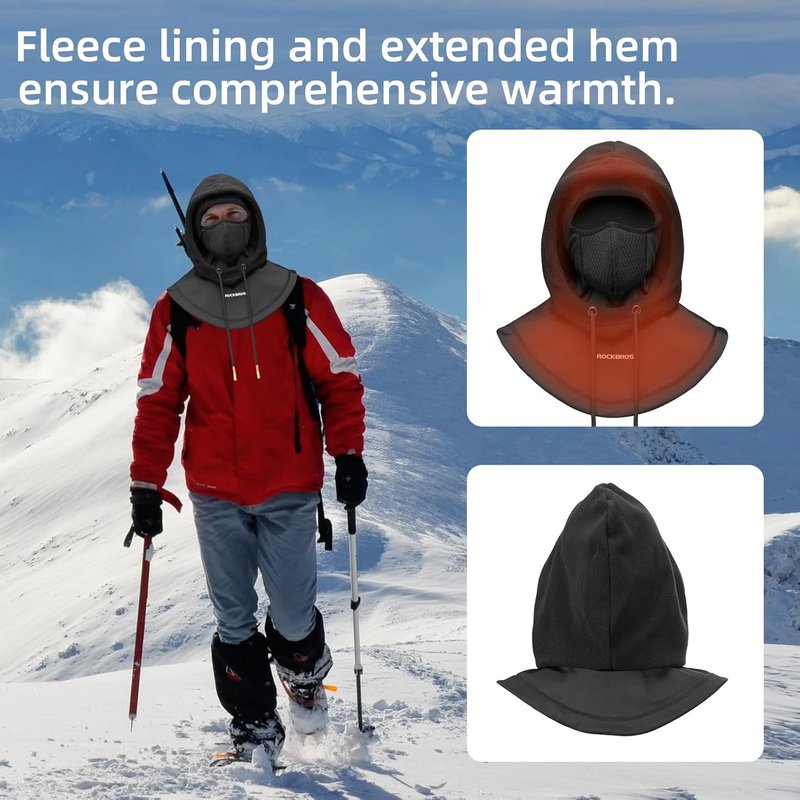 ROCKBROS Ski Balaclava - Thermal Fleece Cold Weather Mask for Men | Winter Protection
