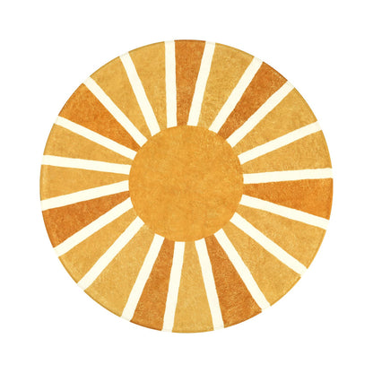 Lahome Boho Round Rugs - 4Ft Washable Non-Slip Small Round Area Rug Throw Soft Sofa Kids Nursery Room Rug Rainbow Sun Print Distressed Round Carpet for Bedroom Entryway Living Room Dining Room