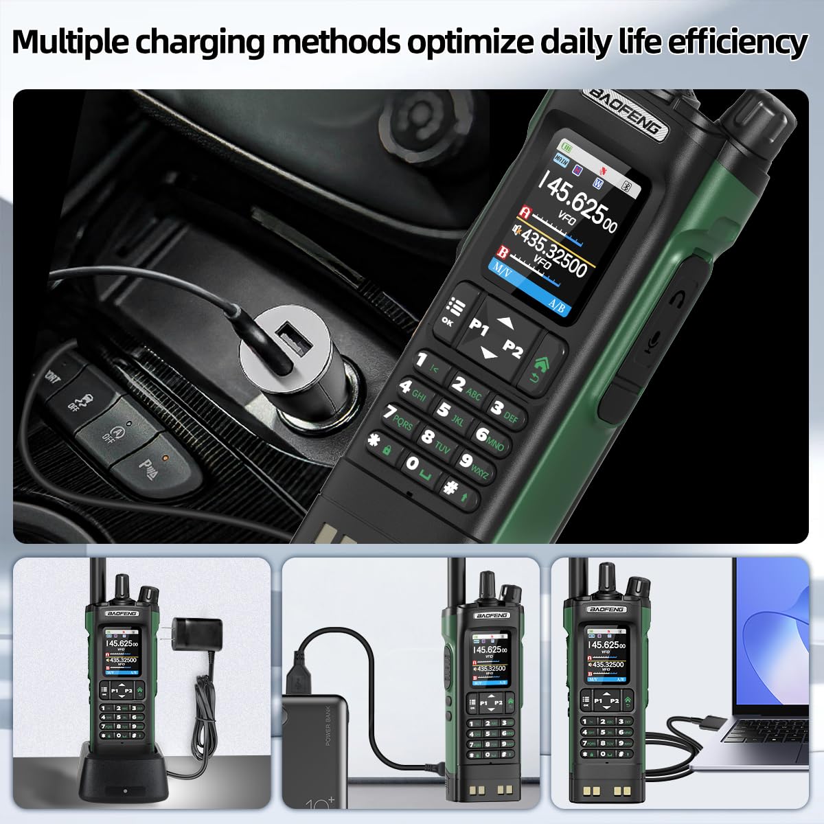BAOFENG UV-32 Radio Ham Radio Handheld 10W Long Range Rechargeable NOAA Weather Receiver 5RM K5 Tactical Two Way Radio Walkie Talkie for Adults with GPS,USB-C Charging for Hunting Survival Gear,2Pack