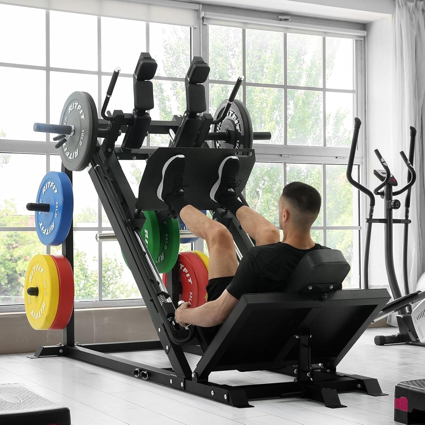 RitFit Gazelle Pro 3 in 1 Leg Press and Hack Squat Machine - High-Tensile Steel Leg Press Machine, 2000lbs Capacity, Adjustable Angles with Weight Storage
