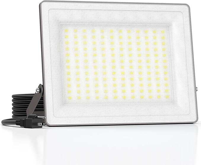 100W LED Flood Light with Frosted Glass, Soft Light, 12000LM, IP66 Waterproof, 6500K Daylight, Outdoor Security Light for Backyard Stadium Lawn (100W1P)