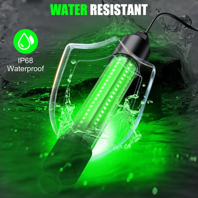 Underwater Fishing Light Compatible for Dewalt 20V Battery，LED Green Light for IP68 1300 Lumens Fish Attracting, Night Fishing for Docks Boats or Kayaks(no Battery)