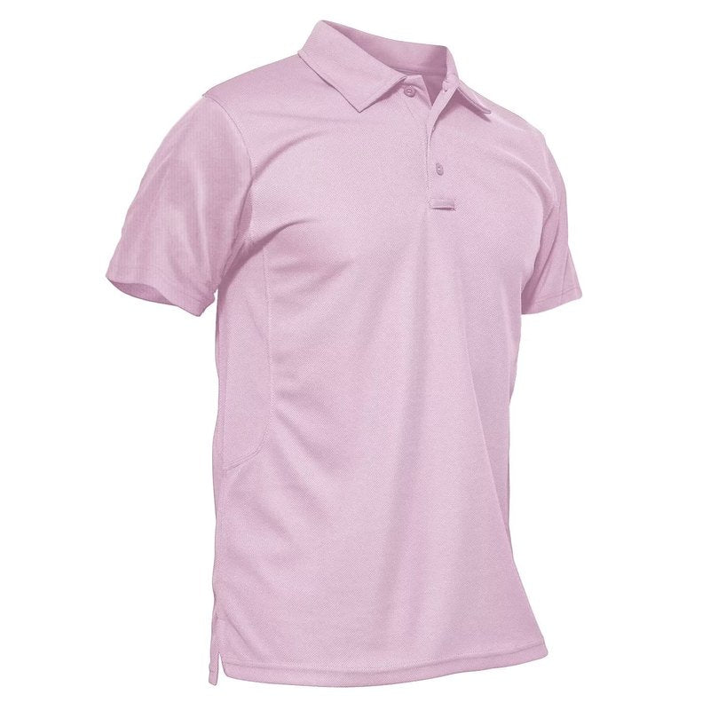 MAGCOMSEN Men Short Sleeve Polo Shirts Dry Fit Golf Polos Moisture Wicking Fishing Shirts Work Shirts Pinkish Purple L