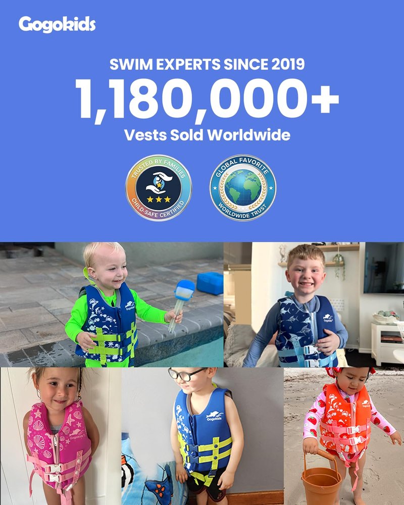 Gogokids Toddler Swim Vest, Kids Floaties – Boys & Girls Buoyancy Jacket for Pool & Beach, Fits 2-8 Years / 22-60 lbs