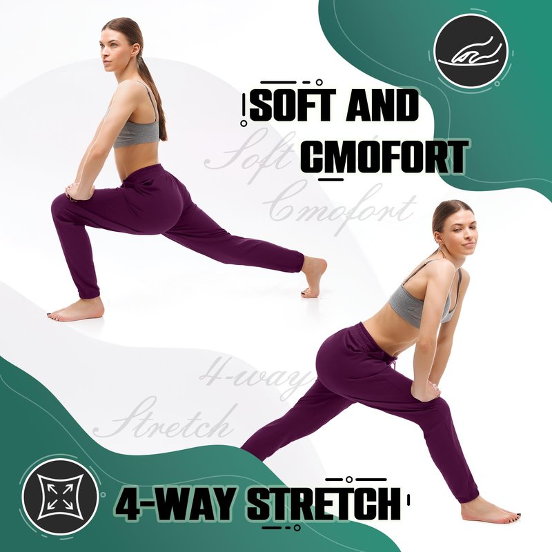 Walifrey Womens Joggers with Pockets, Drawstring Sweatpants Women for Lounging Jogging Gym and Workout Purple,1 Pack Purple M