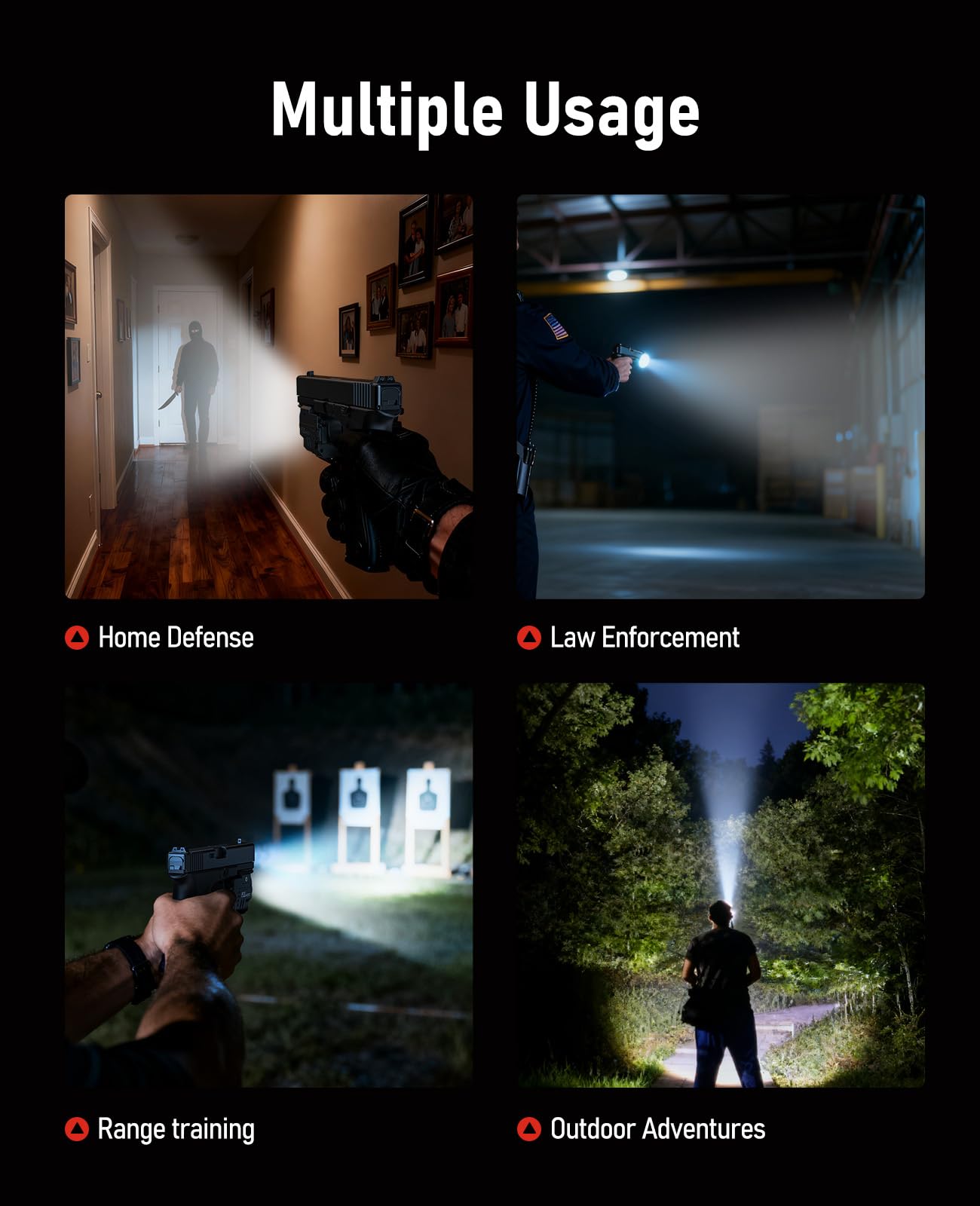 EZshoot 1000 Lumens Pistol Light Laser Combo - Rechargeable Gun Light with Slide Rail Compatible with Glock and Picatinny Rail, Pistol Flashlight with Blue Laser Beam for Home Defense,Range Training