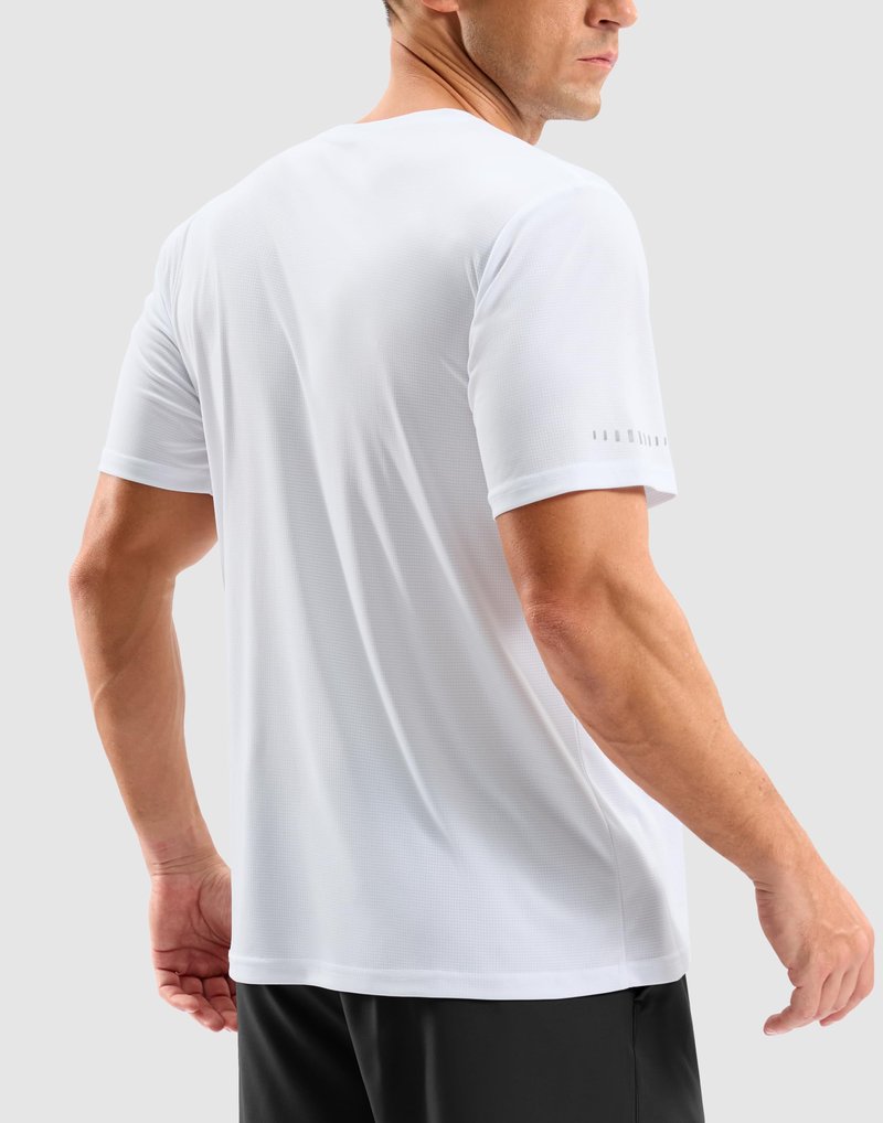 Men's Workout Breathable T-Shirts Dry Fit UPF 50+ Sun Shirts Moisture Wicking Cooling Tee for Athletic, Running, Hiking (White, L)