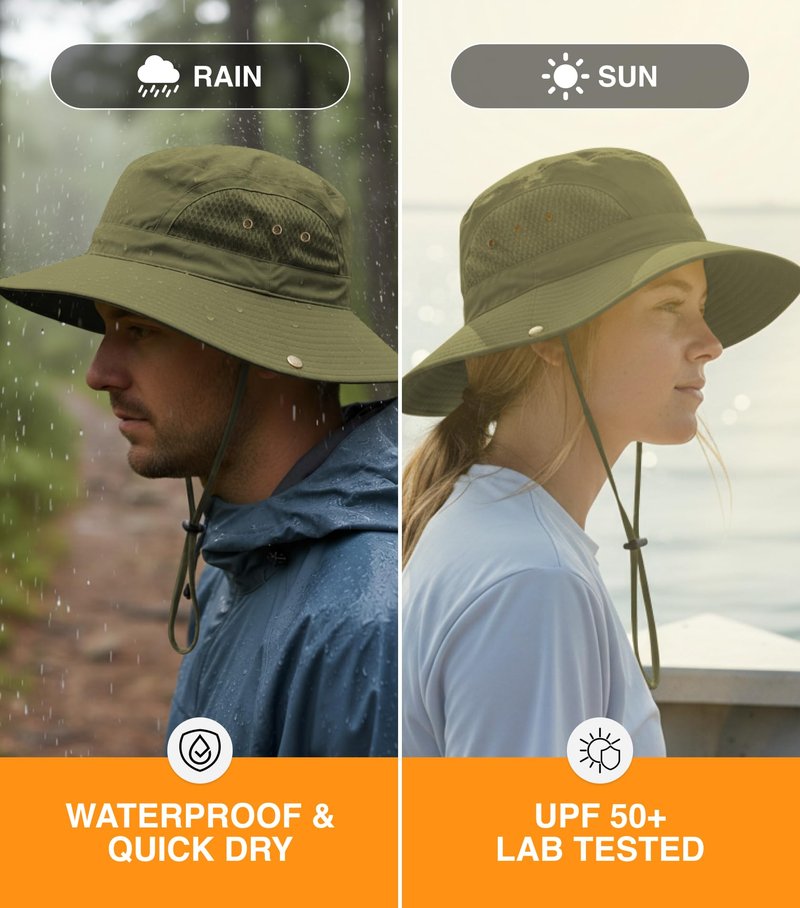 GearTOP UPF 50+ Safari Hats for Women Sun Hats for Men & Women, Mens Bucket Hat Hiking Golf Beach & Fishing Hat for Men