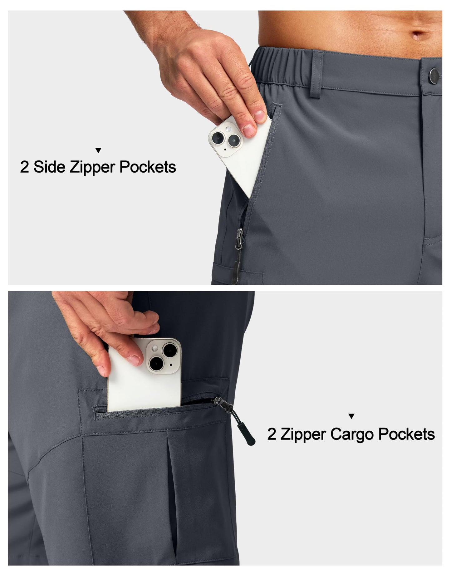 Pudolla Men's Hiking Cargo Shorts Lightweight 7" Travel Casual Shorts for Men Golf Work Outdoor with 5 Zipper Pockets(Deep Grey Medium)