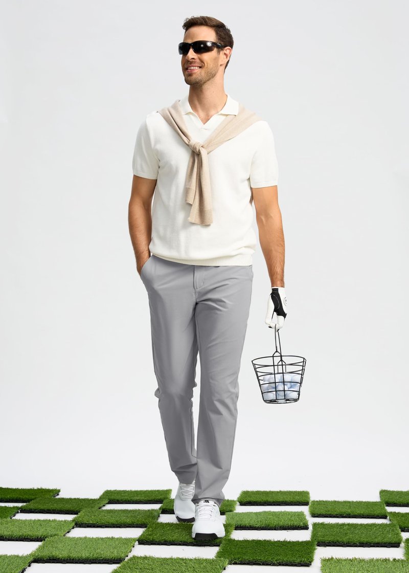 Pudolla Men's Golf Pants Mens Stretch Dress Pants 34 Lightweight Quick Dry Casual Slacks Work Pants with Pockets(Light Grey 40Wx34L)