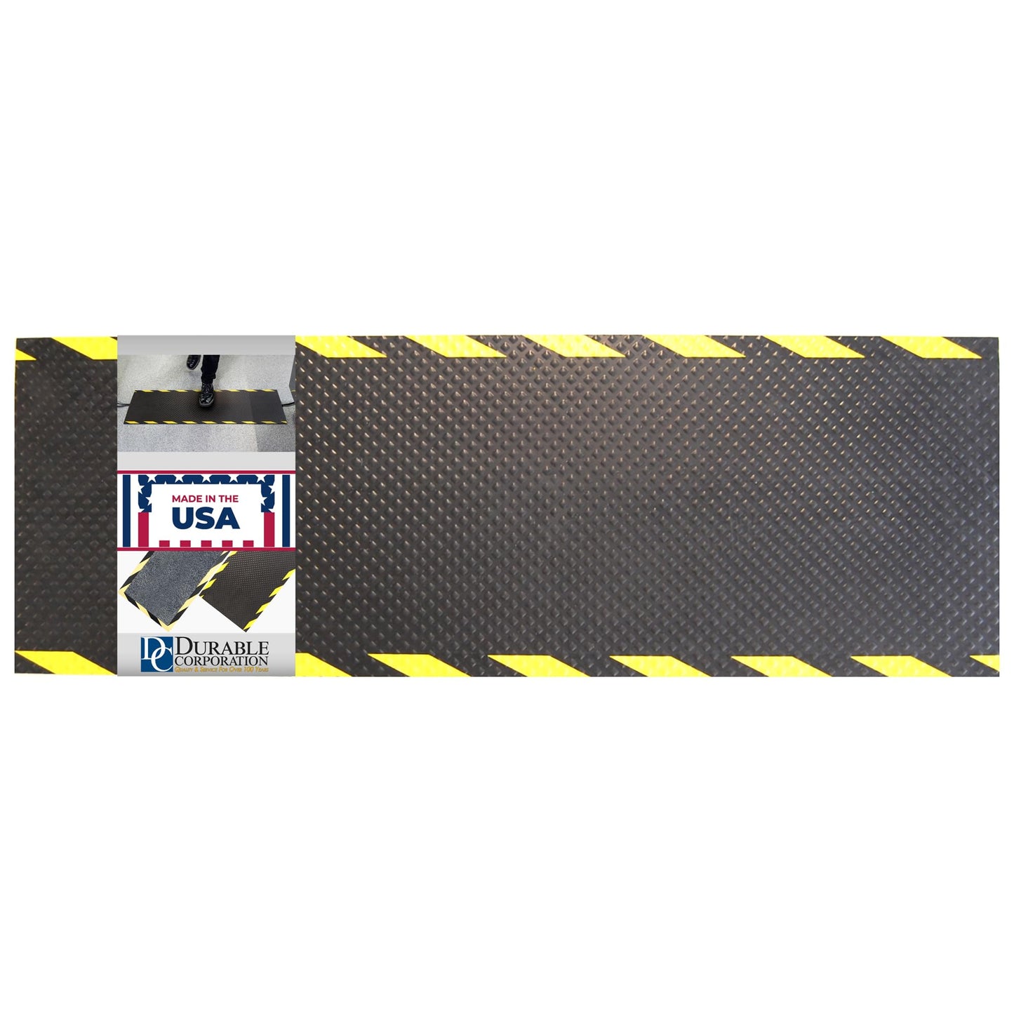 Durable Corp Cable Safe Cord Cover Nitrile Rubber Mat, Cable Protector Mat to Hide Extension Cords, Heavy Duty Grip Cord Hider to Avoid Cable Trips, 16x47 Inches, Black with Yellow Striped Border