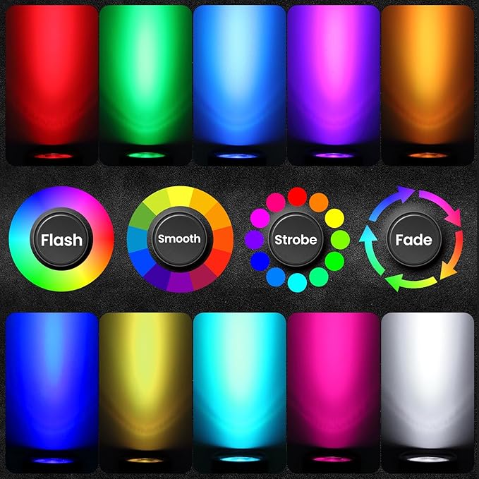 ZZXX 20W RGB Outdoor Spotlight Halloween 120V Color Changing Landscape Lights Waterproof LED Multicoloured Spotlights, Dimmable, Timer, Memory Function with US 3-Plug in (2 Pack)