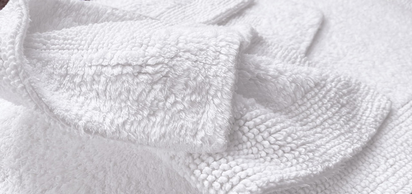 Bedding Craft Cotton Bathroom Mat Set, Reversible Water Absorbent Bath Mat Rug, Machine Washable, 2 Pieces (17x24 + 21x34)