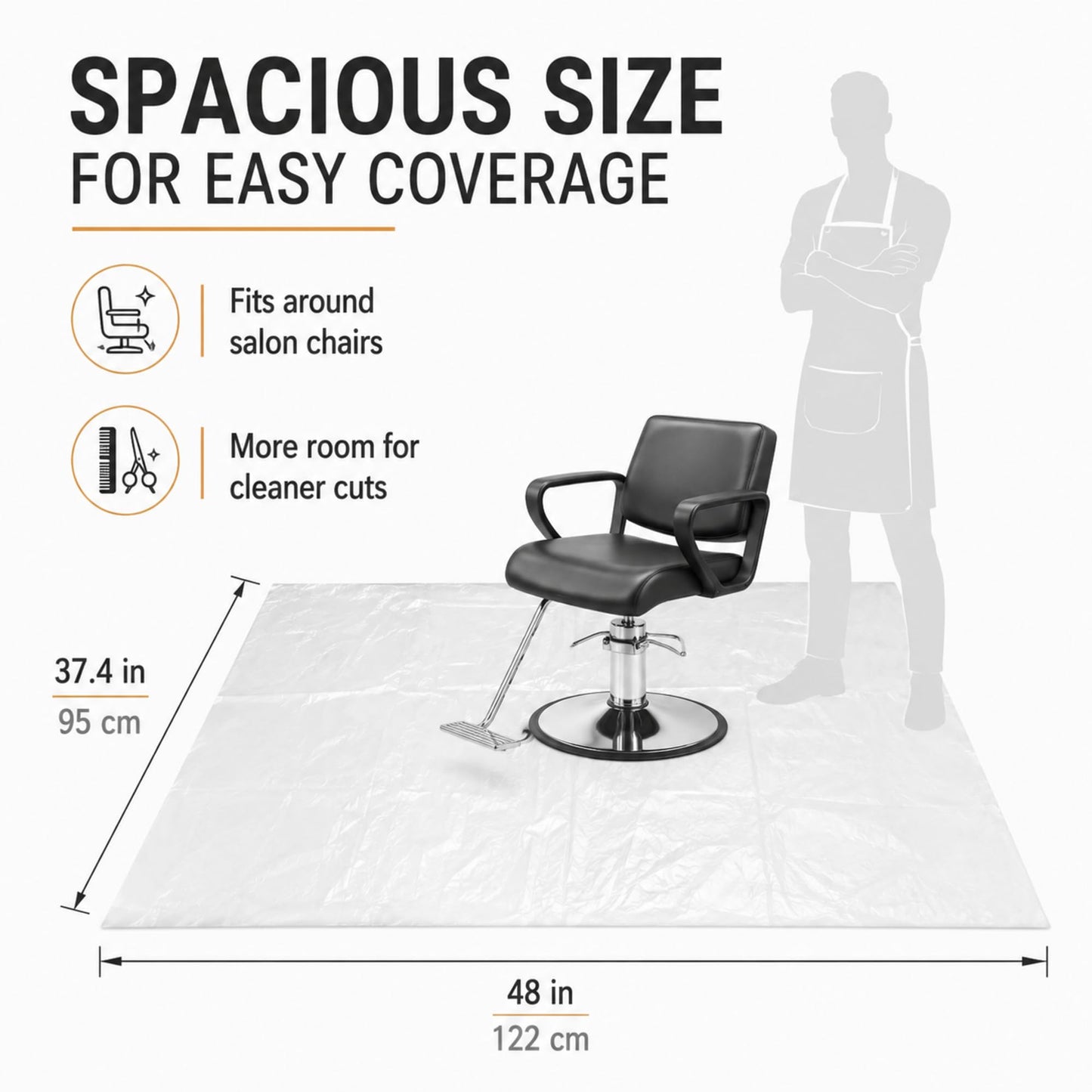 Breling 50 Pcs 48 x 37.4 Inch Extra Large Disposable Haircutting Mat,Disposable Hair Collection Mat For Barbershops,Salons And Pet Grooming