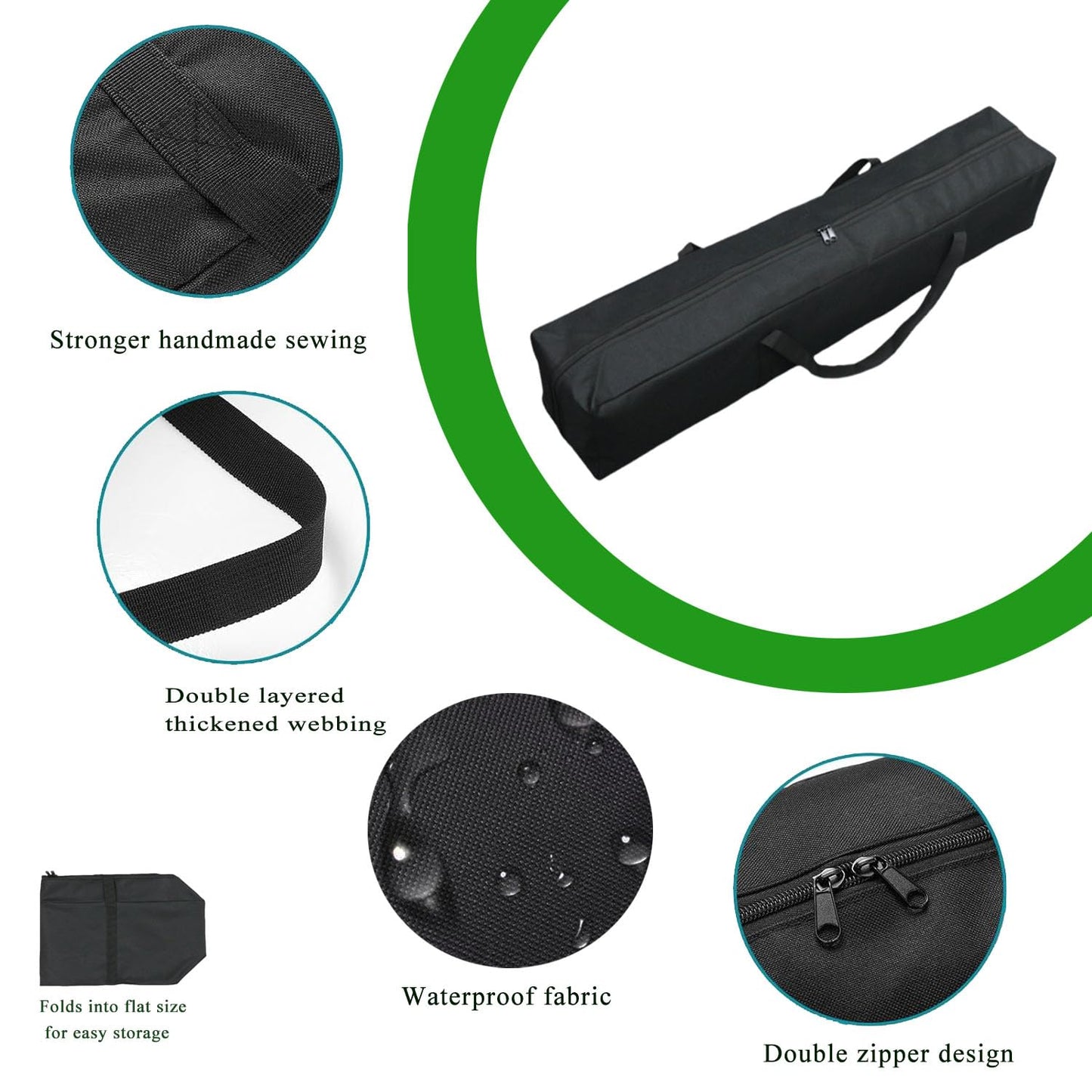 YLTQQT Heavy Duty Water-Resistant Grill & Tent Storage Bag - XL Organizer for BBQ Utensils, Canopy, Hammock, Roof Top Tent & Fishing Rods with MOLLE Straps (25''(L) x5.9''(W) x5.9''(H))