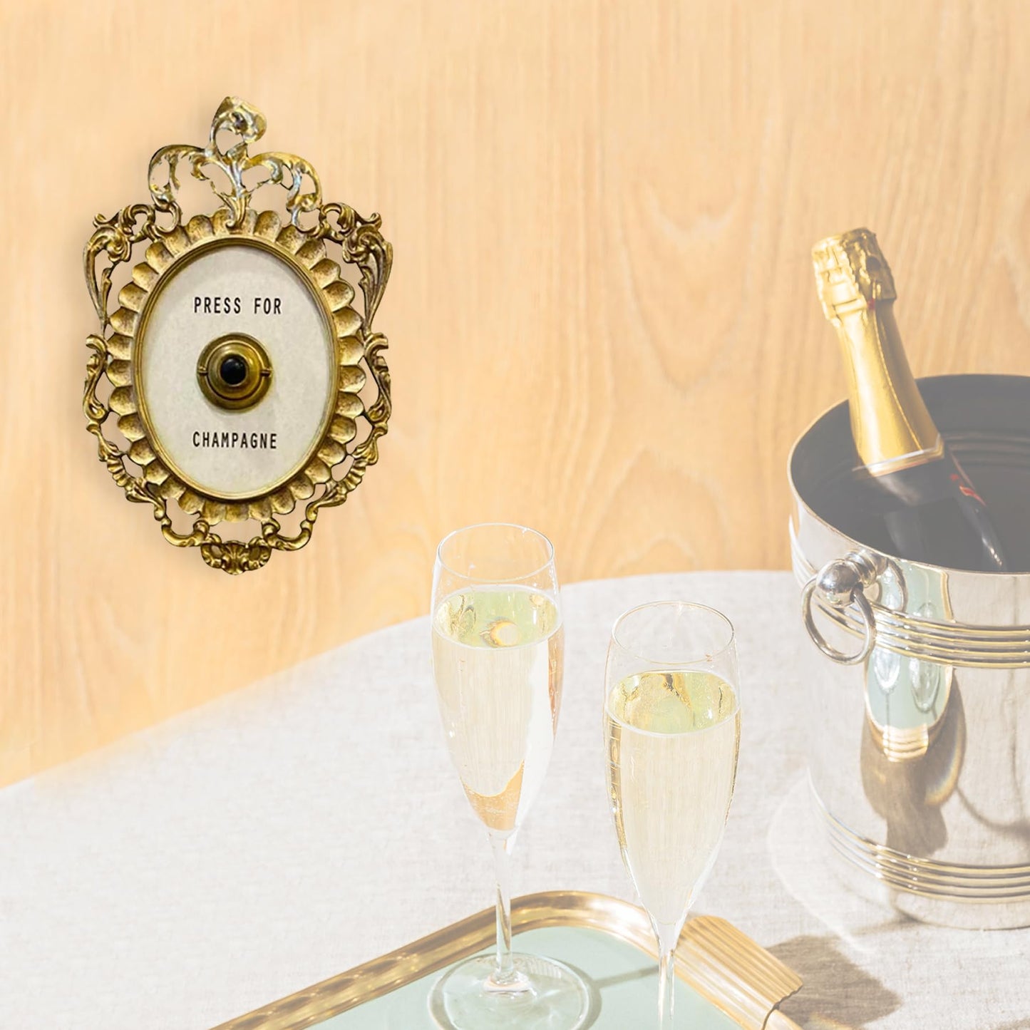 Superjackwang Press for Champagne Button, Champagne Wall Decors, Themed Decor Wall Plaque Ornament Gift for Party Christmas Home Bedroom Hotel