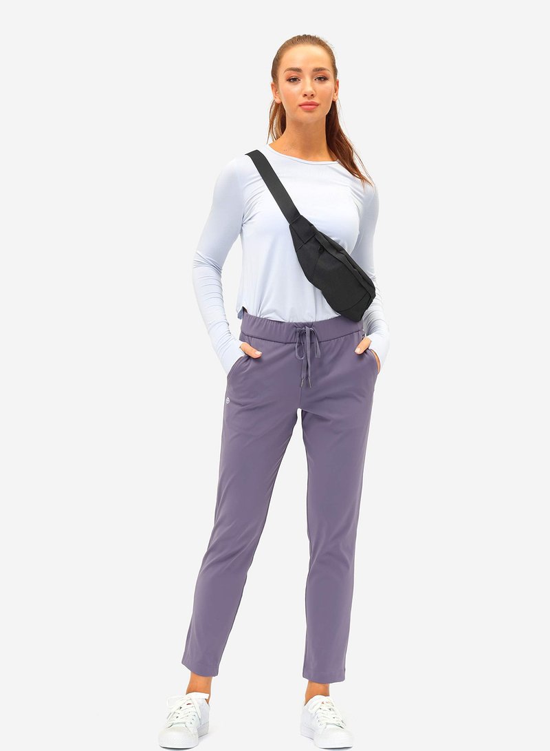 G Gradual Women's Pants with Deep Pockets 7/8 Stretch Sweatpants for Women Athletic, Golf, Lounge, Work (Purple, 3X-Large)