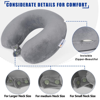 SAIREIDER Neck Pillows for Travel-Head Neck Support Travel Pillow for Traveling, Car, Home, Office Adjustable(Navy Blue)