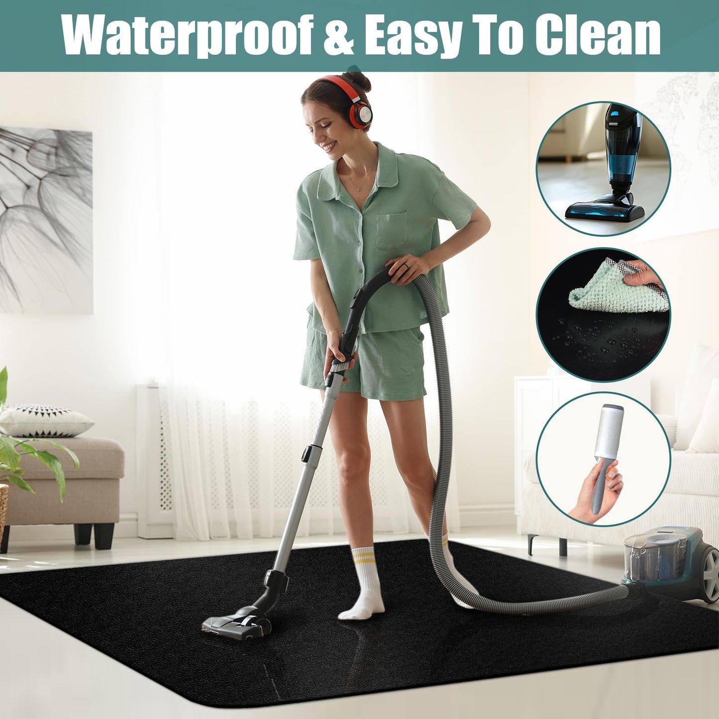 Office Chair Mat for Hardwood Floor: 63" x 51" Extra Large Black Office Chair Mats Anti-Slip Desk Floor Mat for Hardwood Floors Heavy Duty Sturdy Floor Protector Mat Under L Computer Desk