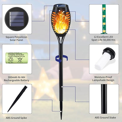 KYEKIO Solar Lights for Outside, 16Pack Solar Flame Torch Light, Garden Light Outdoor Waterproof, Halloween Lights Outdoor for Yard Decor, Halloween Outdoor Decorations Lawn Pathway