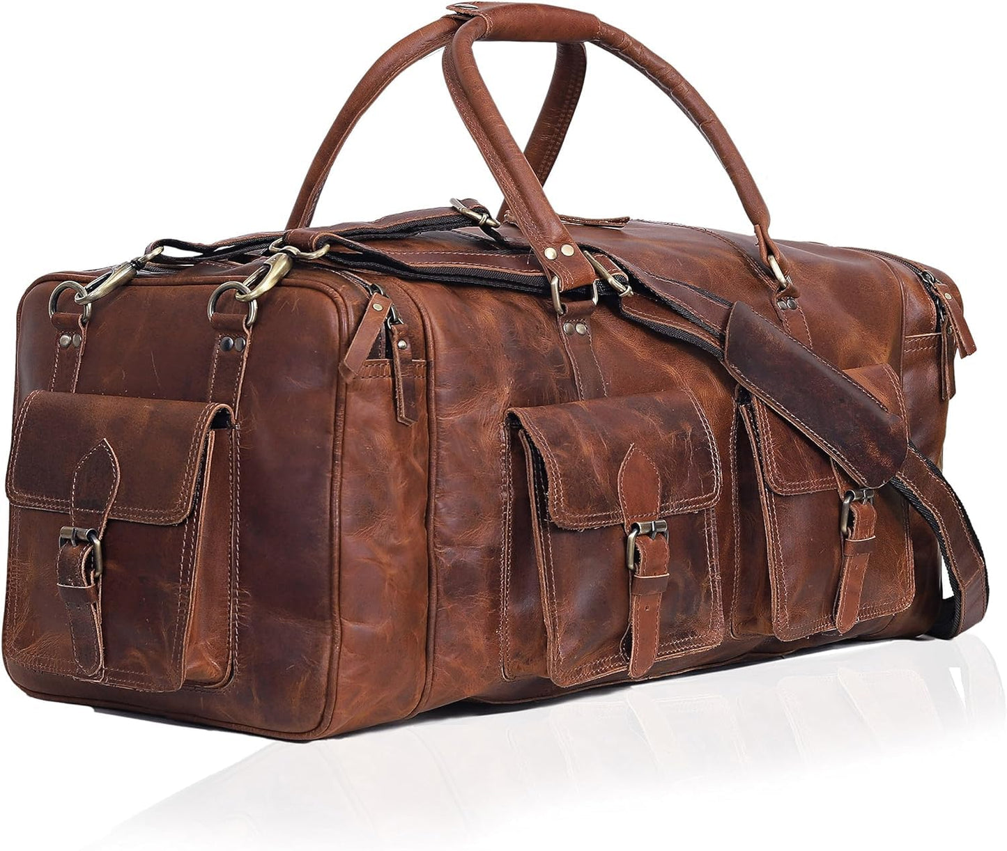 Large duffel bags for men holdall leather travel bag overnight gym sports weekend bag 32 Inch
