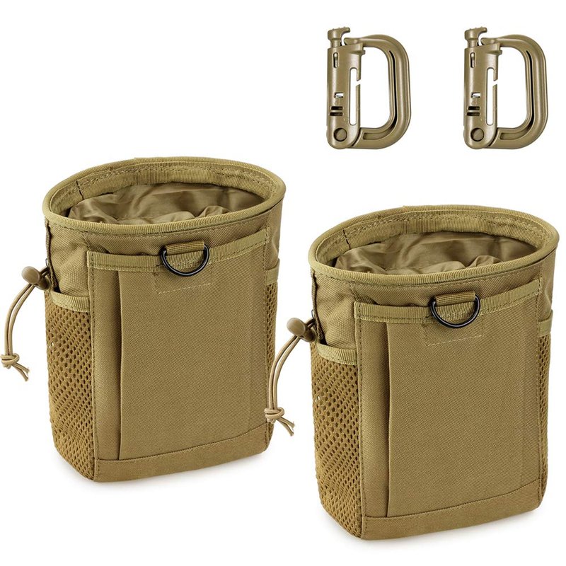 LIVANS Tactical Molle Dump Pouch, Magazine Recovery Pouch Drastring Ammo Bag Belt Utility Fanny Adjustable Military Holster Bag Outdoor for Airsoft Paintball Hunting Gear with D-Ring Grimlock