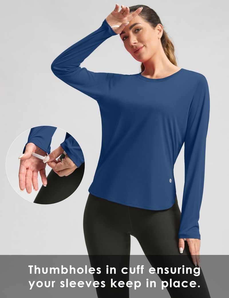 Women's Sun Shirts UPF 50+ Long Sleeve UV Protection Shirt Lightweight Quick Dry Workout Hiking Tops for Women(Dark Blue,M)