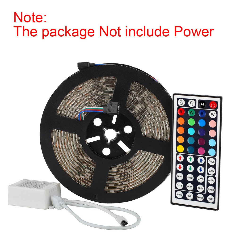 SUPERNIGHT LED Strip Lights 16.4FT SMD 5050 Waterproof 300LEDs RGB Flexible LED Light Strip Rope + 44Key IR Remote Controller for Bedroom TV Backlight Christmas Valentines(Not Include Power Adapter)