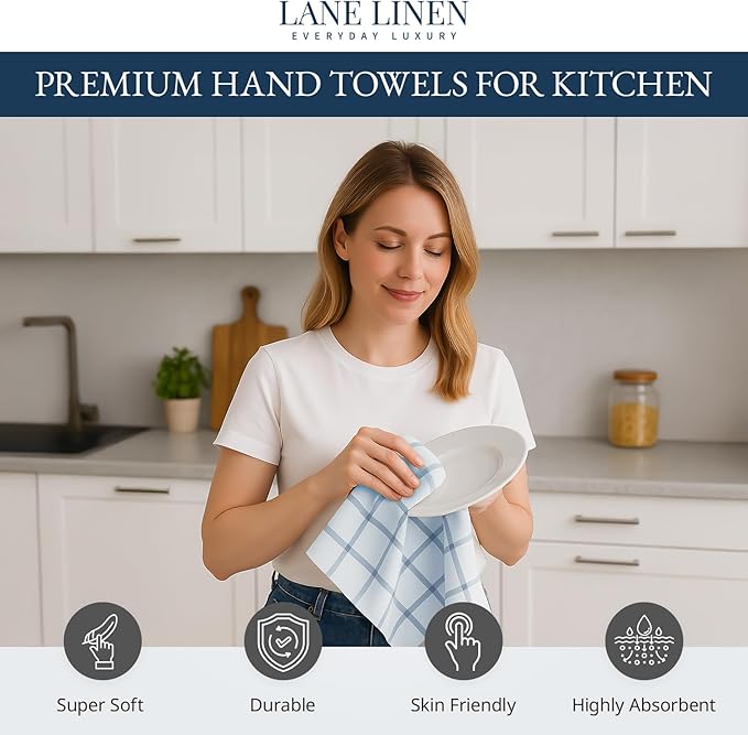 LANE LINEN Dish Towels Set of 12-18” x 28” Soft, Absorbent Cotton Kitchen Towels