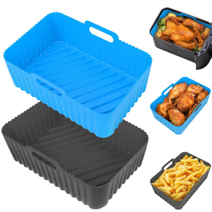 Air Fryer Silicone Liners Square 2 Pack 7.1 Inch Airfryer Liners 4-7 QT Reusable Air Fryer Liners Silicone Pot Oven Liner Baking Tray, Air Fryer Basket Silicone Mat Bowl Air Fryer Accessories Kitchen
