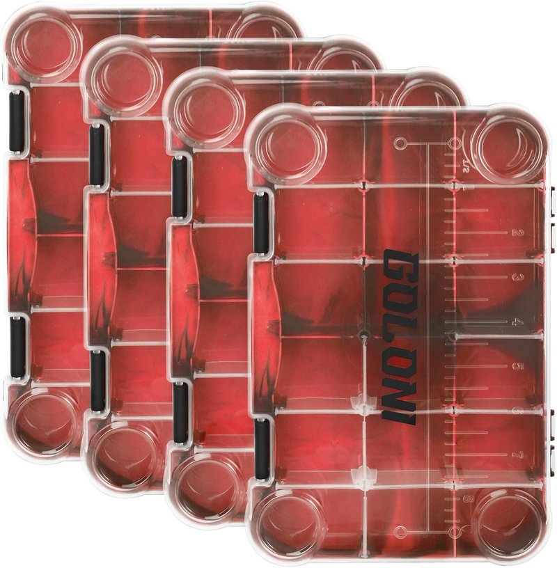 Goloni Fishing Tackle Box - Clear Plastic Storage Organizer with Removable Dividers | 3600 Tackle Trays, 4 Pack