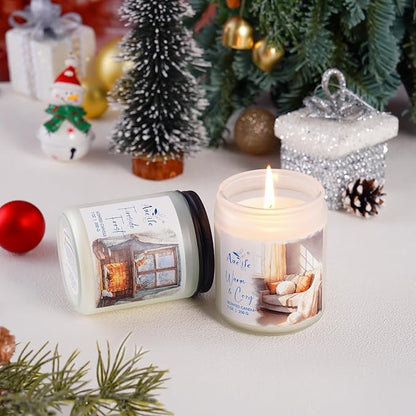 Hello Winter Candle | Fresh Citrus & Jasmine Scented Soy Candles - Winter Aromatherapy Candle Gift for Women & Men, Cozy Holiday Home Décor Candles, Long Lasting Clean Burn
