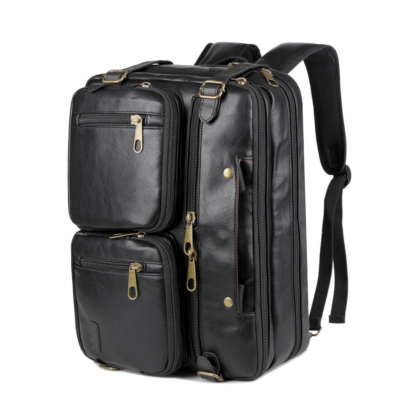 Baosha Men Vegan Leather Briefcase Backpack Hybrid 17 Inch Laptop Bag Case Business Messenger bag HB-22 (Black)