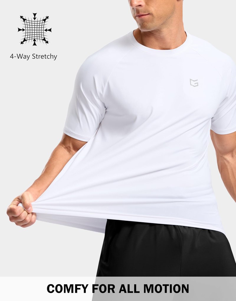 G Gradual Men's Athletic Workout T-Shirts Moisture Wicking Cooling Running Shirts Short Sleeve Performance Tee for Gym Tennis(White,S)
