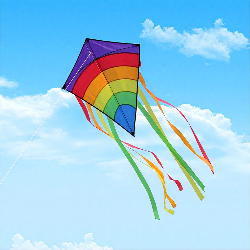 Colorful Diamond Kite, Fiberglass Frame for Kids & Adults Outdoor Fun