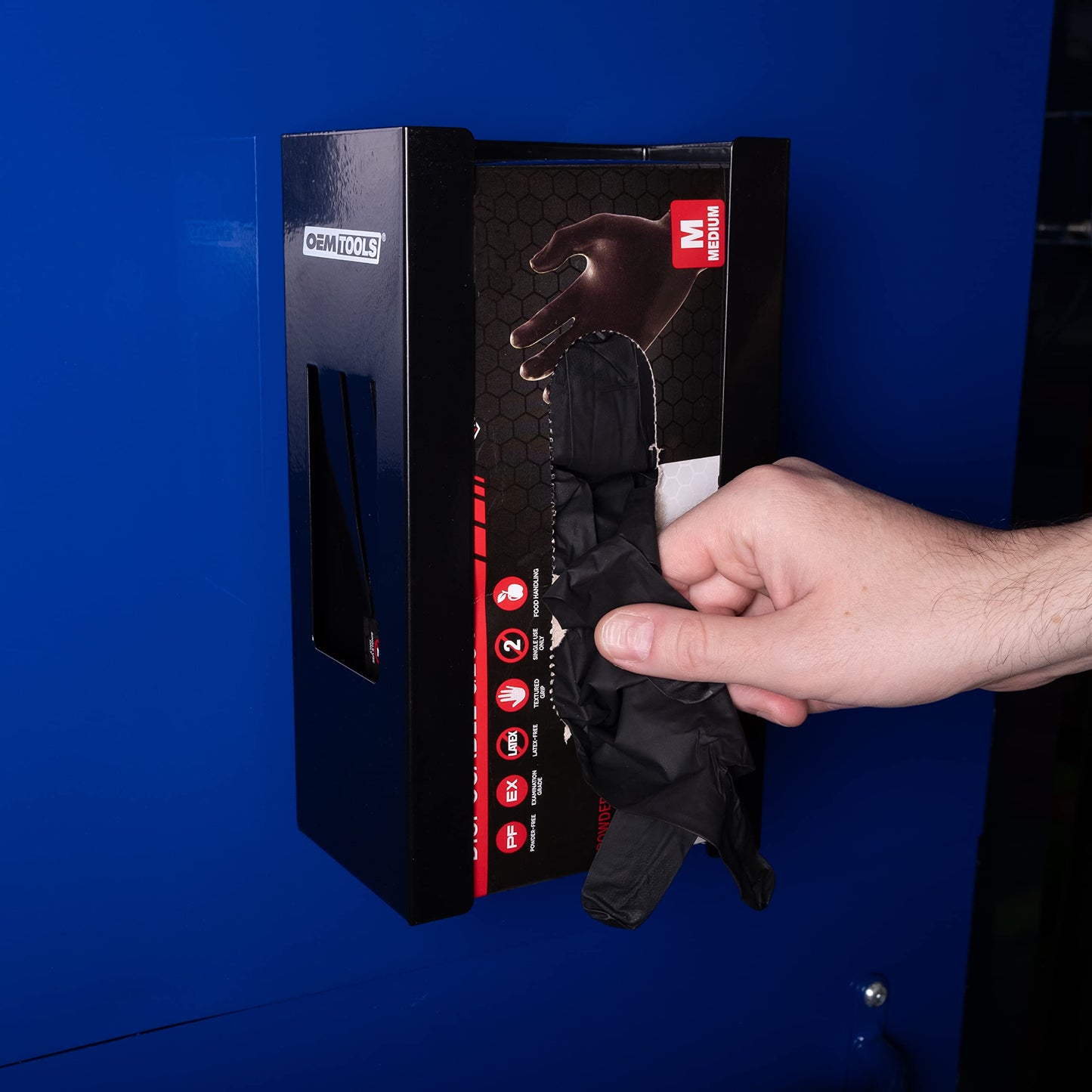 OEMTOOLS 23125 Black Magnetic Glove Dispenser, Disposable Gloves Box Holder, Magnetic Glove Box Holder for Wall Mount