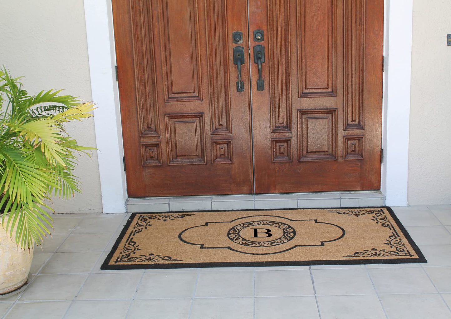 A1HC Natural Coir Monogrammed Doormat, Heavy Duty Anti-Shedding Front Door Mat, Personalized Welcome Mat for Outside, Porch, Entrance, Easy Clean Entryway Door Mat - 36" x 72"