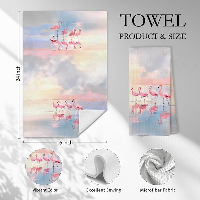 Watercolor Pink Flamingo Kitchen Towels, Flamingo Gifts