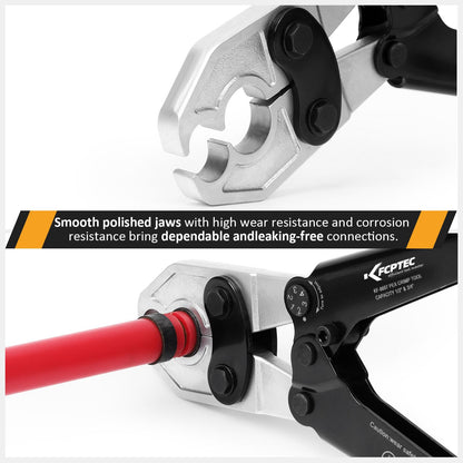 KF CPTEC PEX Crimping Tool 1/2 & 3/4 Inch Combo, PEX Crimp Tool for Copper Crimp Rings with Go/No-Go Gauge, Meets ASTM F1807 Standard, Durable PEX Plumbing Tool