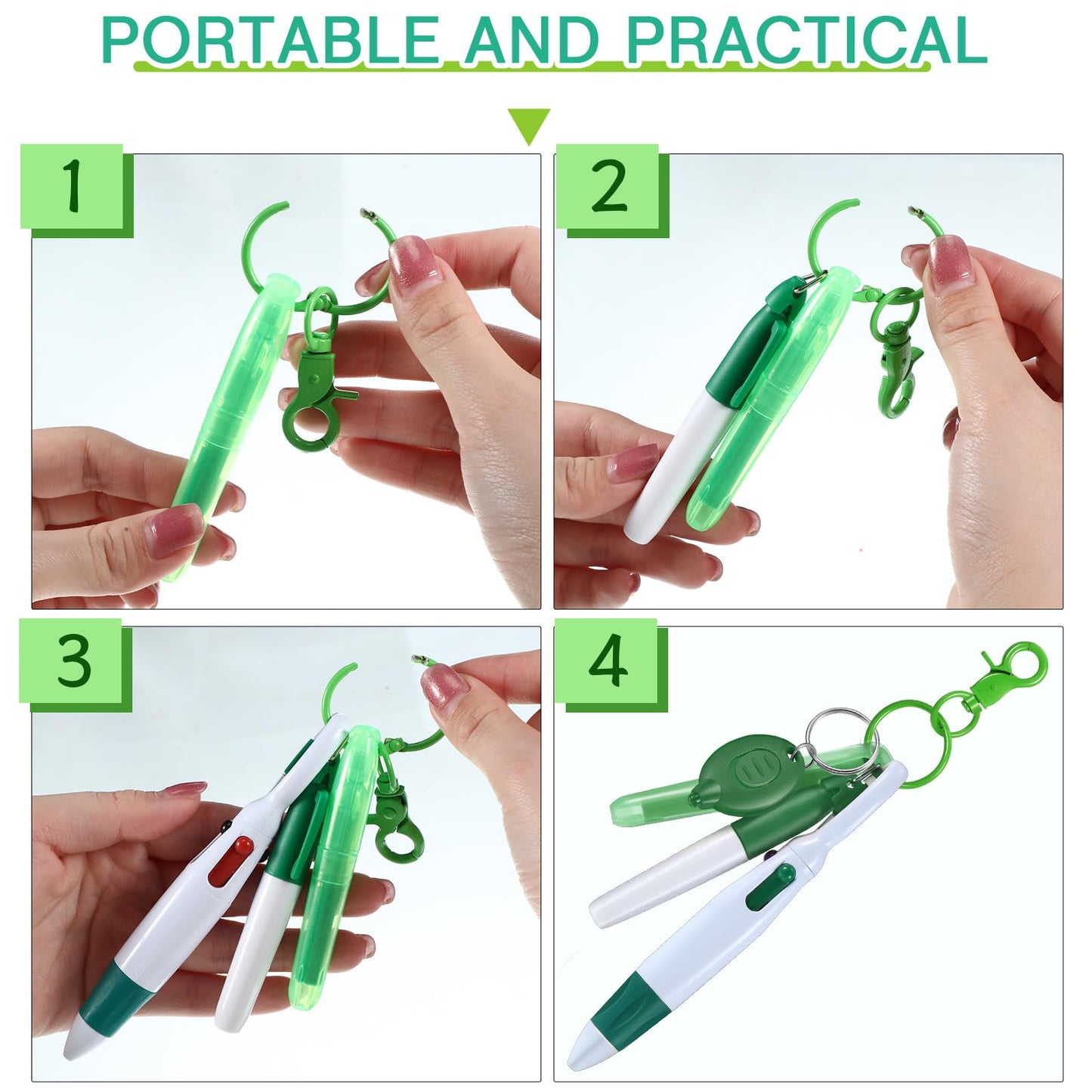 Chinco 30 Pcs Nurse Badge Pen Set Nurse Week Gifts CNA Retractable Shuttle Pen Clip with Mini Highlighter Marker LED Keychain