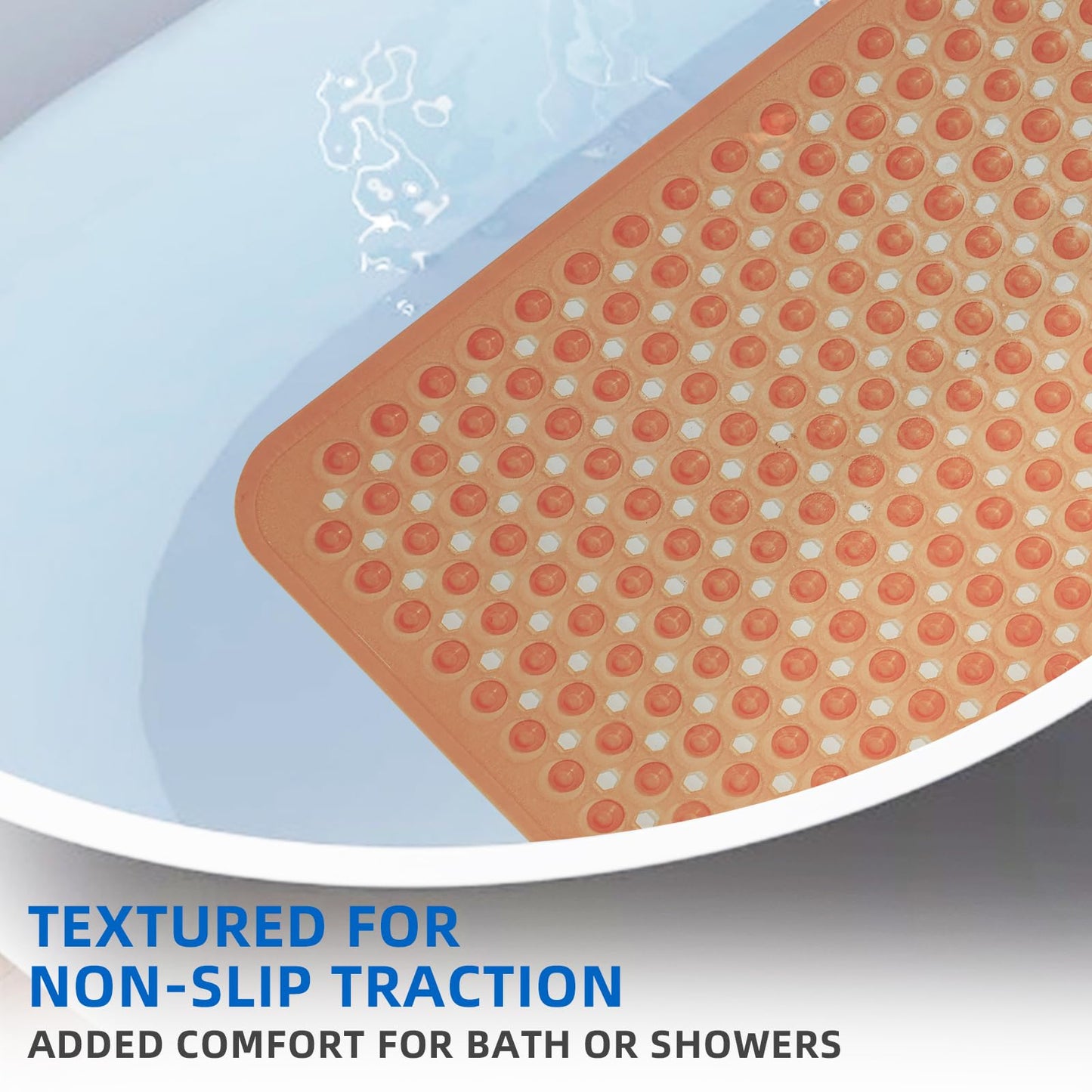 ZHICHENG Bath Tub and Shower Mats, Non-Slip 39 x 16 Inch Extra Long Bath Mat, Machine Washable Bathtub Mat with Drain Holes, Suction Cups for Bathroom (Colour Brown)